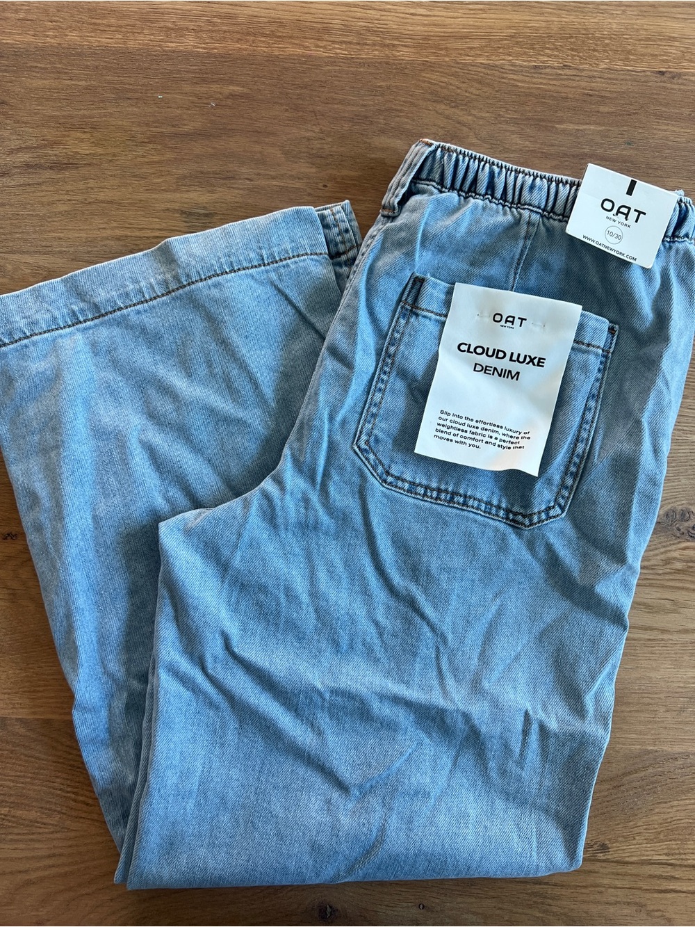OAT High Rise Wide Leg Drawstring Cloud Luxe Denim Jeans - Picture 7 of 7